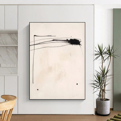 Minimalist Canvas Art Black and White Linear Abstract Art PT663