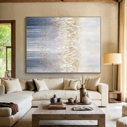 Unique Abstract Art Gold and Gray Forest-Inspired Piece, Large Contemporary Wall Art PT512