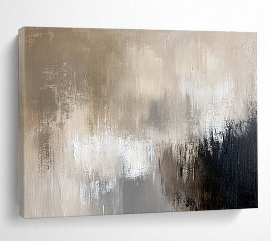 Unique Abstract Art Beige, Gray & Black Textured Abstract Painting HPS300