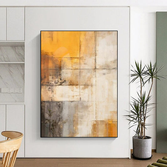 Acrylic Modern Art Paintings Orange, Gray, and White Abstract Art PT670