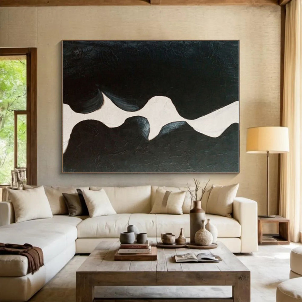 Handmade Art Black and White Organic Abstract Art PT720