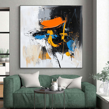 Orange Yellow Blue Black White Abstract Art PT144