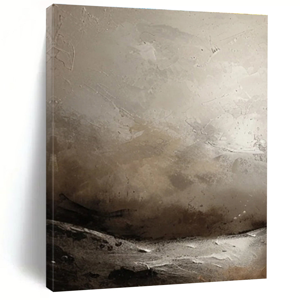 Cool Abstract Paintings Gray Beige Textured Abstract Landscape Art PT488
