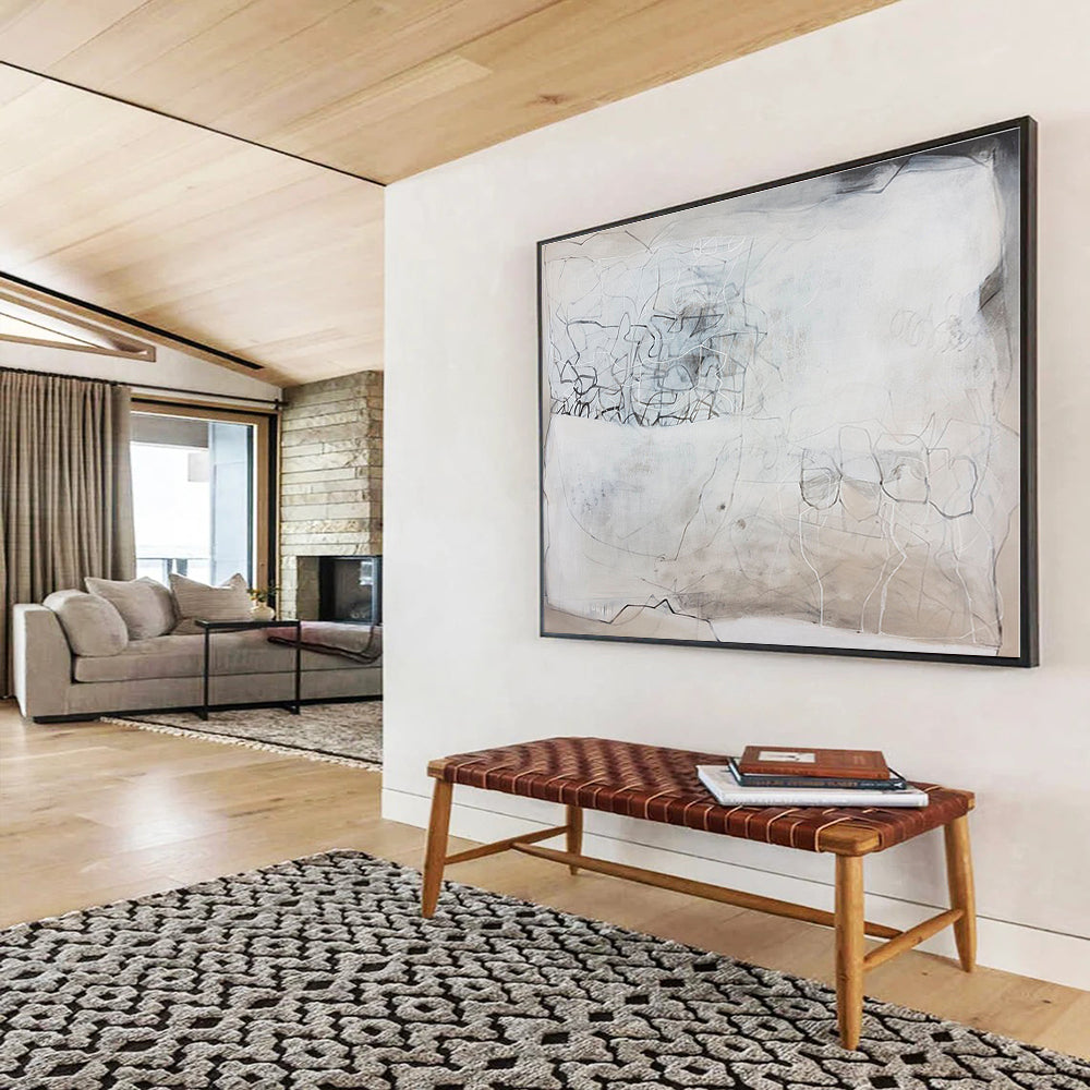 Cool Abstract Paintings Monochrome Line Art Abstract On Canvas HPS025