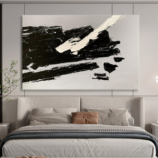 Cool Abstract Paintings Black & White Bold Textured Abstract Painting On Canvas HPS073