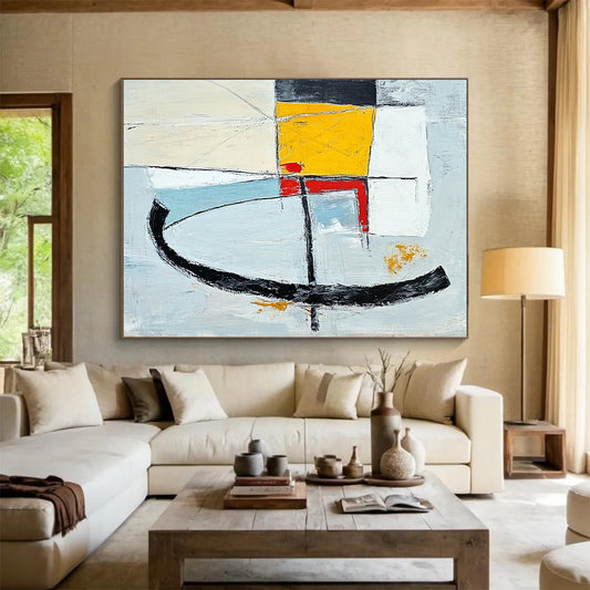 Oversized Abstract Wall Art Multicolor Geometric Abstract Painting On Canvas PT128