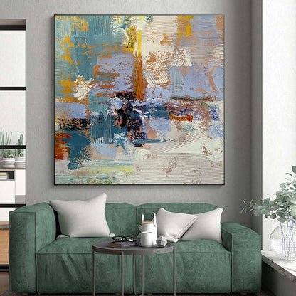 Acrylic Modern Art Paintings Blue Orange Textured Abstract Art PT362