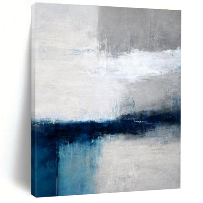 Modern Art Acrylic Blue, Gray, and White Abstract Art PT660