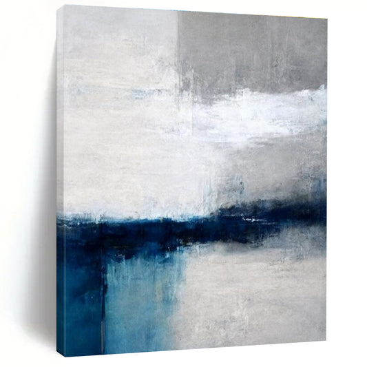 Modern Art Acrylic Blue, Gray, and White Abstract Art PT660