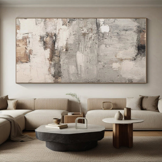 Hand-Painted Gray and Brown Textured Abstract Art PT632