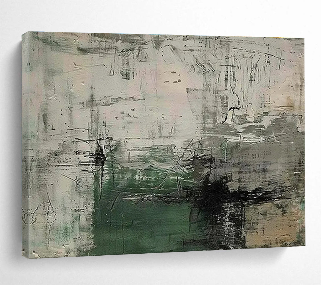 Buy Abstract Art Online Green, Gray, and Black Textured Abstract Urban Art HPS359