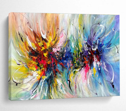 Large Size Multicolor Expressive Abstract Floral Burst Art HPS344