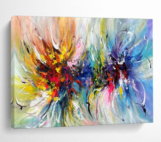 Large Size Multicolor Expressive Abstract Floral Burst Art HPS344