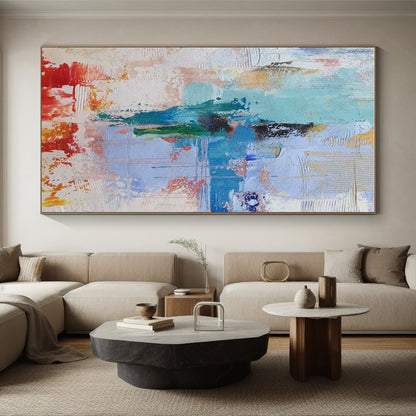 Acrylic Modern Art Paintings Blue, Green, and Red Textured Abstract Art PT768