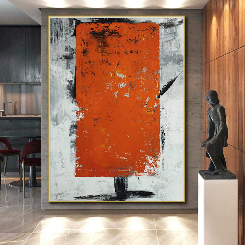 Large Size Orange Gray Black Textured Abstract Art PT403