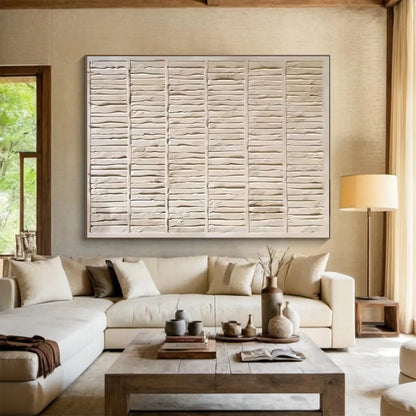 Minimalist Canvas Art Beige Textured Abstract Art PT819