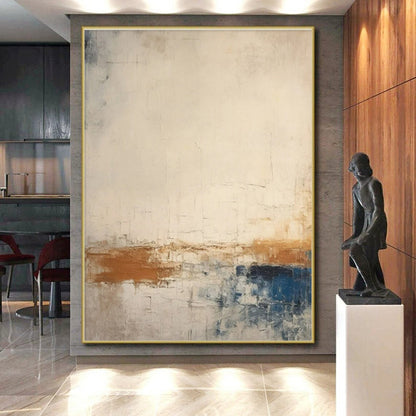 Hand-Painted Beige, Brown, and Blue Textured Abstract Art PT754