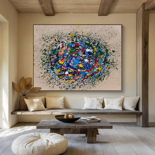 Hand Painted Art Multicolor Splatter Abstract Painting On Canvas HPS085