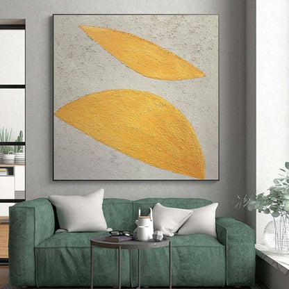 Cool Abstract Paintings Yellow and Beige Textured Abstract Art PT638