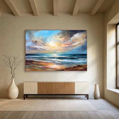 Cool Abstract Paintings Multicolor Seaside Sunset Expressive Art HPS338