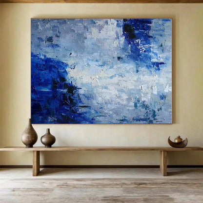 Hand Painting Blue & Gray Textured Abstract Sky Art HPS152