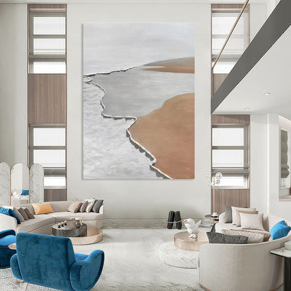 Gaint Canvas Art White, Gray, and Brown Textured Abstract Landscape Art DPS467