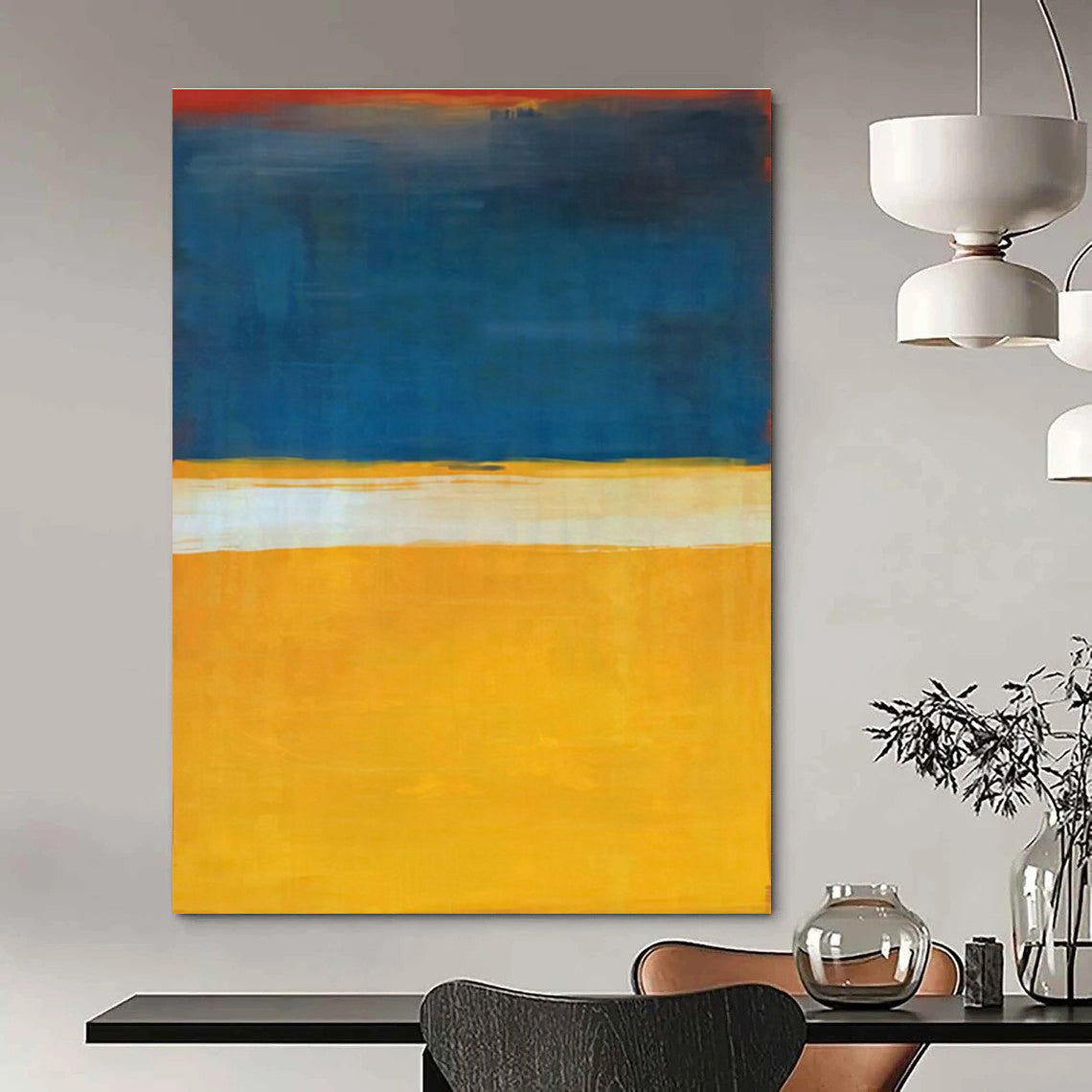 Large Size Blue, Yellow, White & Red Abstract Color Block, Large Contemporary Wall Art DPS497