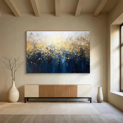 Unique Abstract Art Navy & Gold Abstract Forest Art HPS195