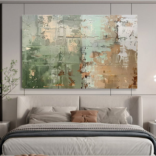 Modern Art Acrylic Green & Beige Abstract Textured Art HPS214