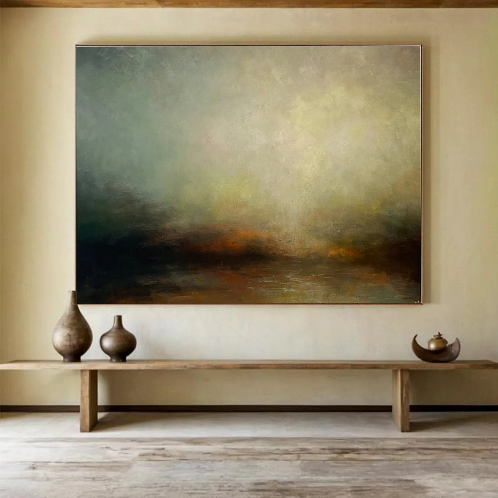 Minimalist Canvas Art Earthy Tones Misty Landscape Abstract Painting On Canvas HPS135