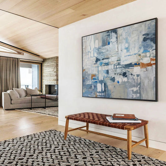 Cool Abstract Paintings Blue, Gray & Orange Abstract Urban Art HPS177