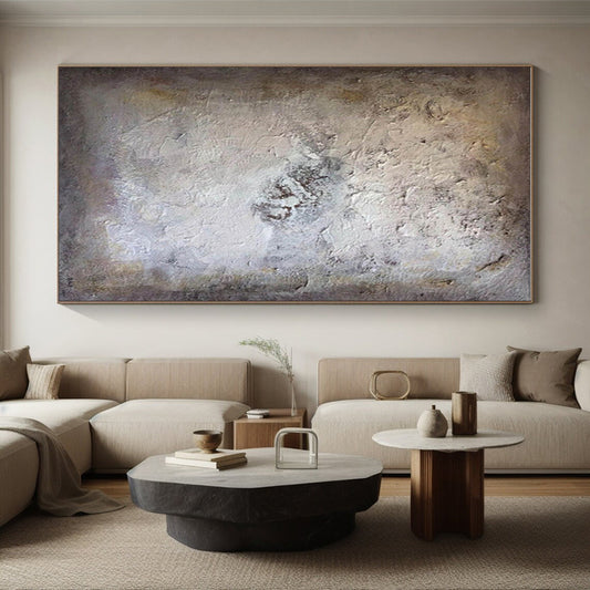 Handmade Art in Beige, Grey, and Brown Textural Abstract Art PT252