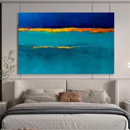 Modern Art Acrylic Blue & Orange Abstract Painting On Canvas HPS096