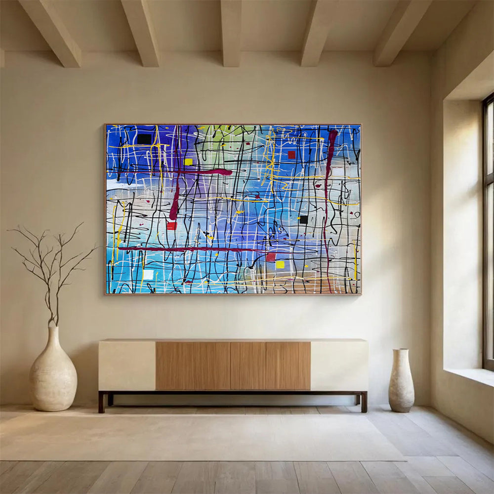 Oversized Abstract Wall Art Colorful Linear Abstract Art HPS150