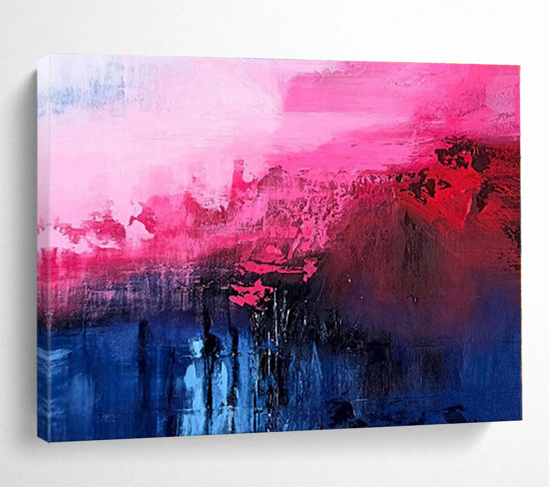 Acrylic Modern Art Paintings Pink, Red & Blue Dramatic Abstract On Canvas HPS067