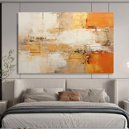 Oversized Abstract Wall Art Orange, Beige & White Abstract Urban Art HPS210