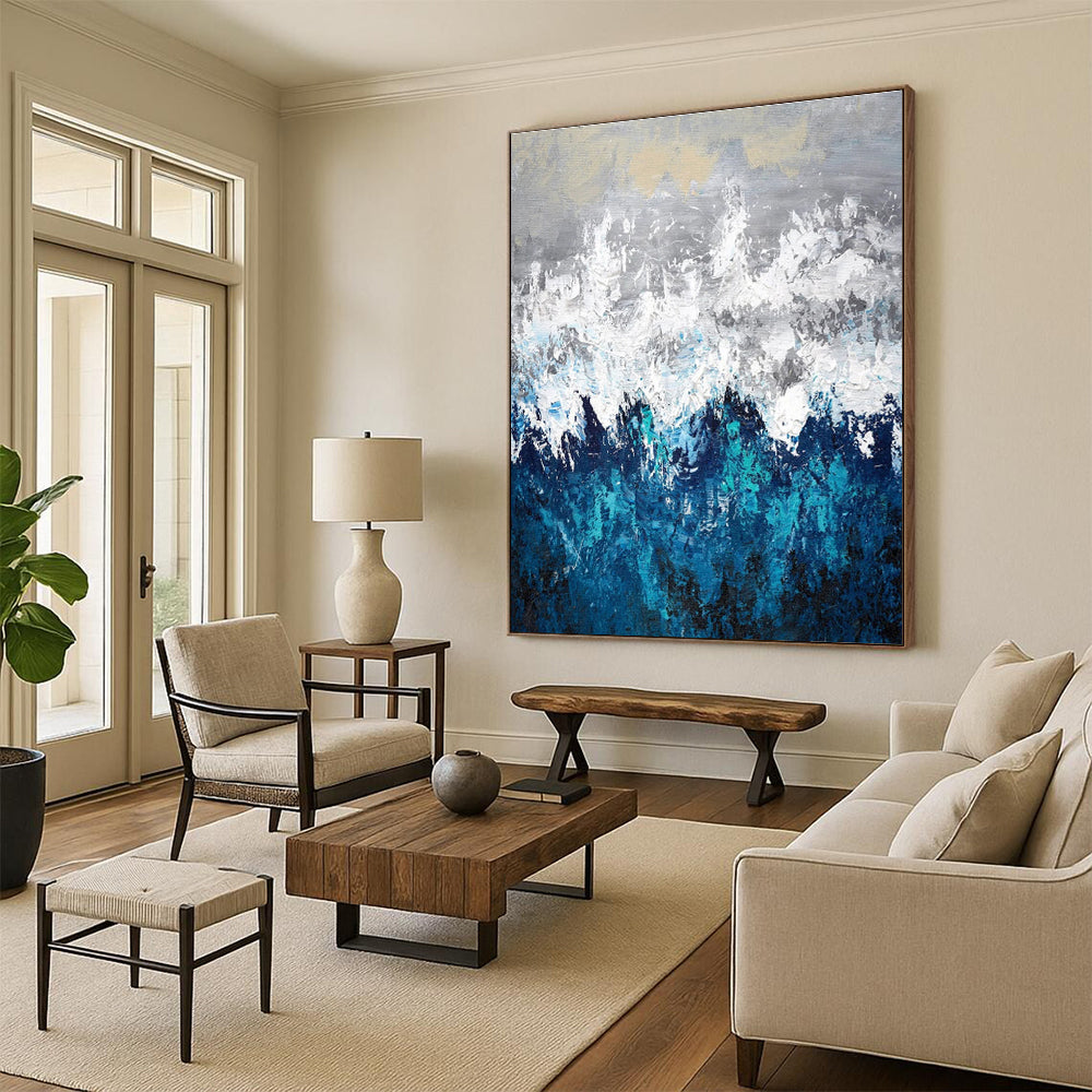 Acrylic Modern Art Paintings Blue Gray White Abstract Landscape Art PT382