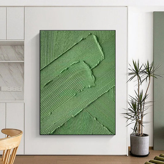 Large Painting In Living Room Green Textured Abstract Acrylic Art PT340
