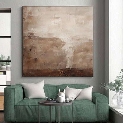 Large Painting In Living Room Beige & Brown Textured Abstract Painting On Canvas PT070