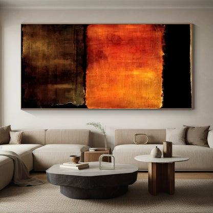 Handmade Art Orange & Brown Textured Abstract Painting On Canvas PT104