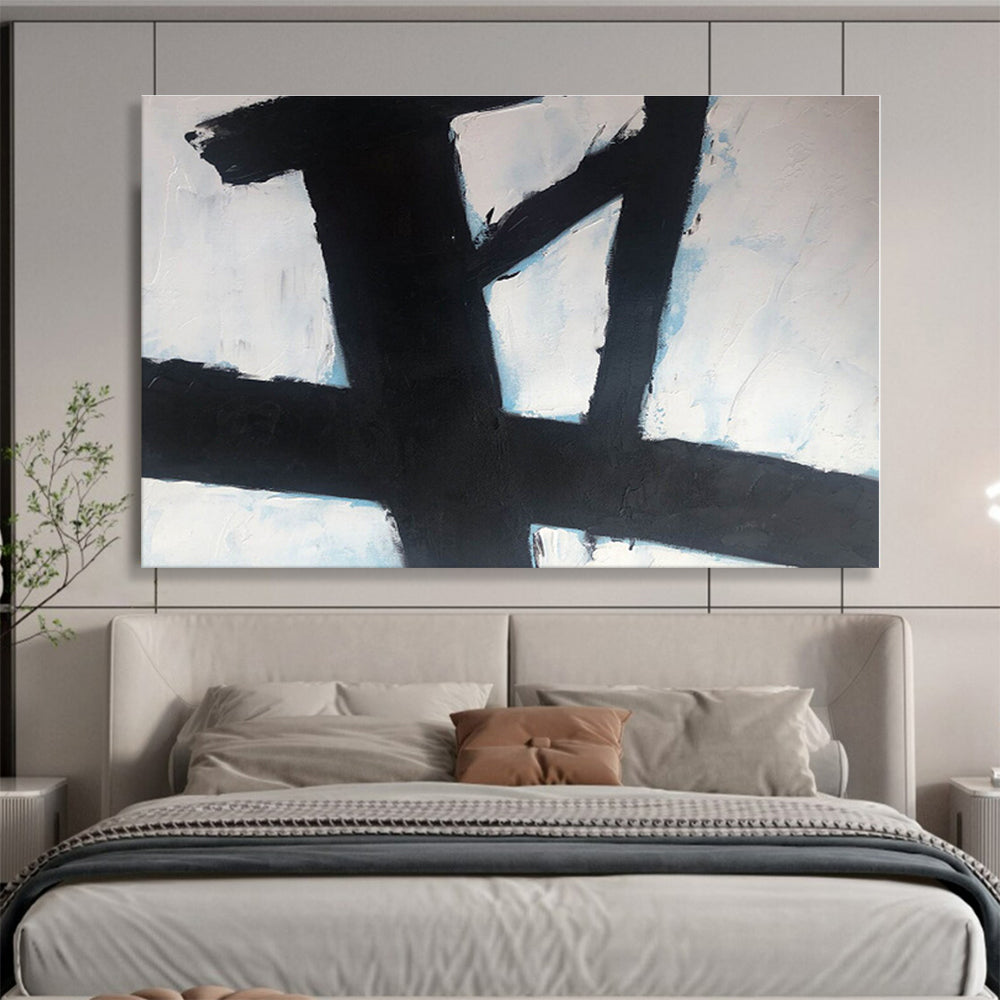 Cool Abstract Paintings Black & White Bold Shapes Abstract On Canvas HPS060
