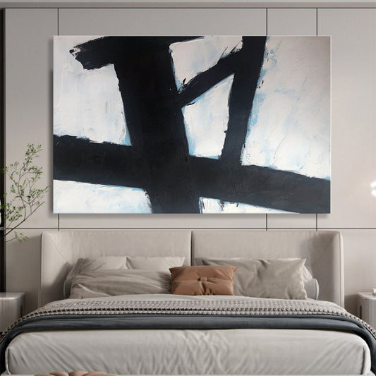 Cool Abstract Paintings Black & White Bold Shapes Abstract On Canvas HPS060