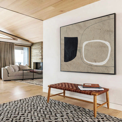 Unique Abstract Art Black, White & Beige Minimalist Geometric Art HPS215