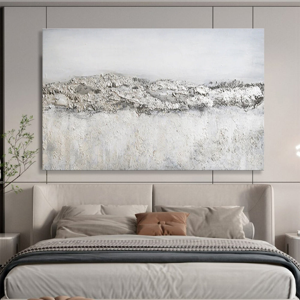 Oversized Abstract Wall Art Gray & White Textured Landscape Art HPS229
