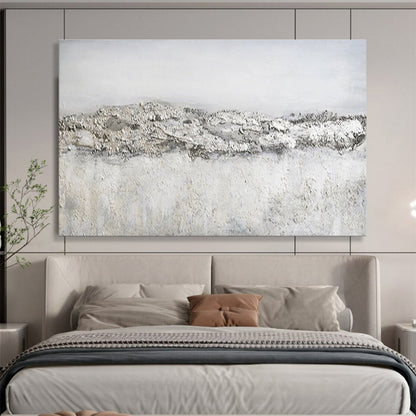 Oversized Abstract Wall Art Gray & White Textured Landscape Art HPS229