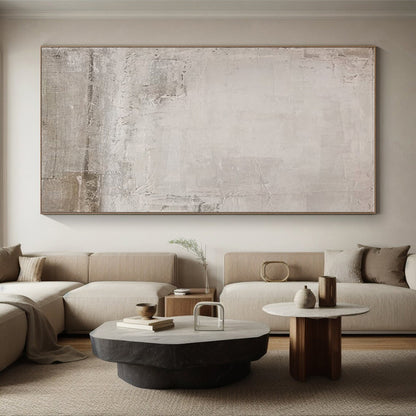 Minimalist Canvas Art in Beige and Gray Subtle Textures, Hand Painted Art PT304