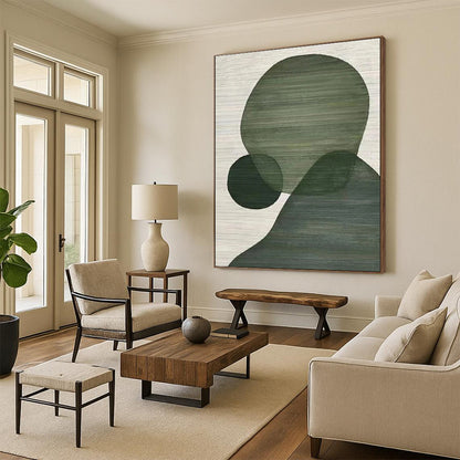 48x60 Green Minimalist Geometric Abstract Canvas Art PT334