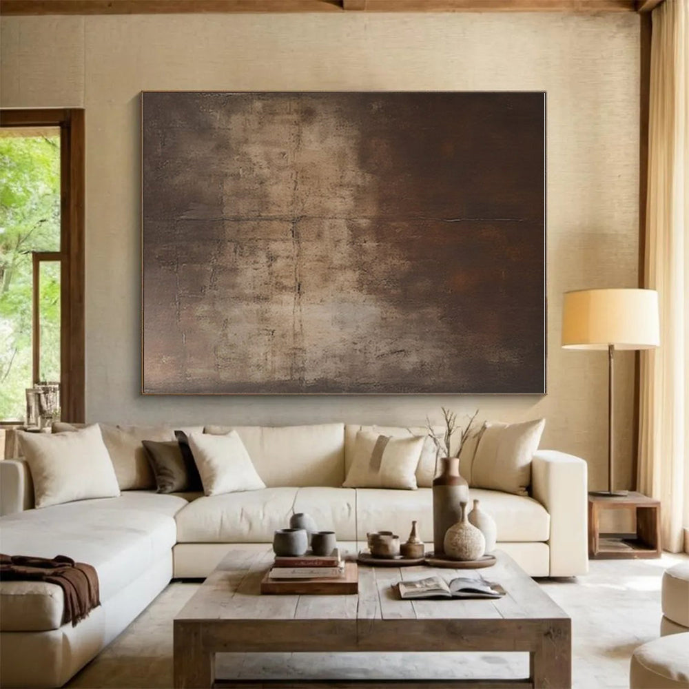 Hand Painting Brown Textured Abstract Art PT760