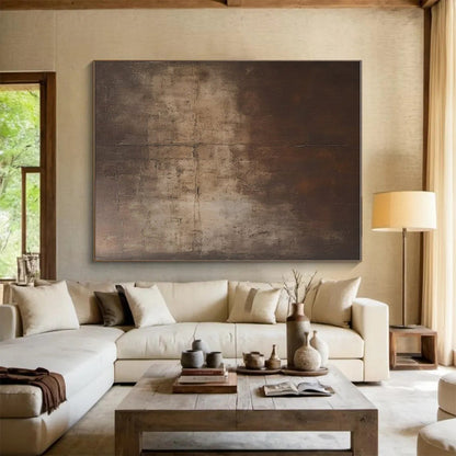 Hand Painting Brown Textured Abstract Art PT760