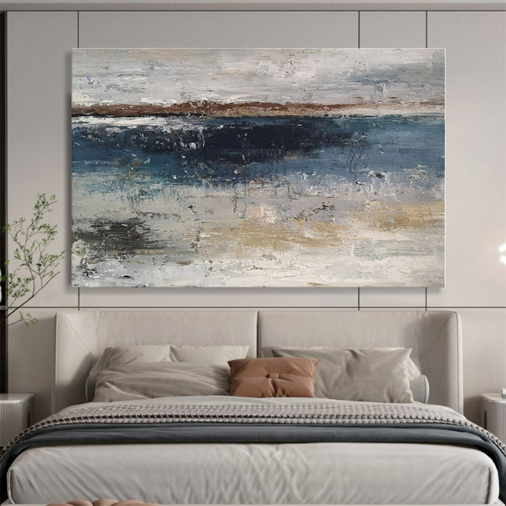 Minimalist Canvas Art Neutral Tones Textured Coastal Abstract Painting On Canvas HPS077
